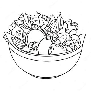 Bunte Salatschüssel Ausmalbild | Salat Ausmalbild