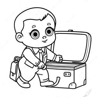 Niedlicher Boss Baby mit Aktentasche Ausmalbild | Boss Baby Ausmalbild