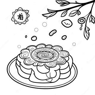 Mondkuchen Festival Ausmalbild | Mondkuchen Ausmalbild