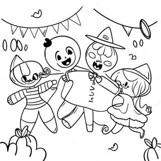 Halloween Tanzparty Ausmalbild | Halloween Tanz Ausmalbild