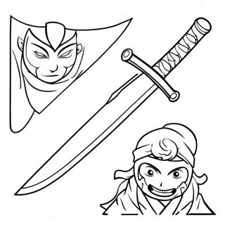 Ninja-Schwert Ausmalbild | Ninja Schwert Ausmalbild