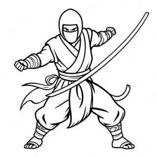 Epischer Ninja-Krieger mit Schwert Ausmalbild | Ninja Schwert Ausmalbild