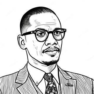 Malcolm X Porträt Ausmalbild | Malcolm X Ausmalbild