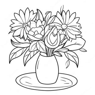 Elegantes Stillleben mit Blumen Ausmalbild | Stilleben Ausmalbild