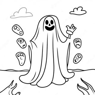 Spooky Ghost Mathe Probleme Ausmalbild | Halloween Mathematik Ausmalbild