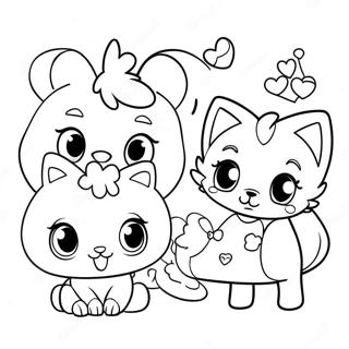 Niedliche Jewelpet Freunde Ausmalbild | Jewelpet Ausmalbild