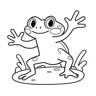 Niedlicher Frosch beim Springen Ausmalbild | Teichtiere Ausmalbild