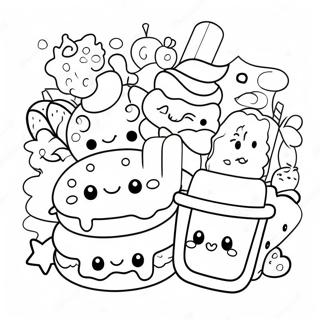 Kawaii Lebensmittel Charaktere Ausmalbild | Essen Kawaii Ausmalbild