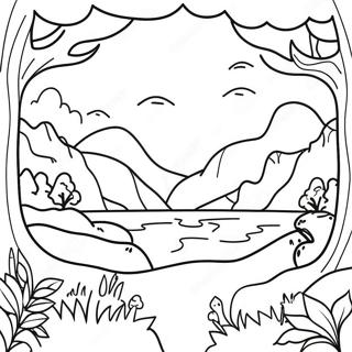 Dicker Rand Naturszene Ausmalbild | Dicker Rand Ausmalbild