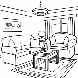 Gemütliches Wohnzimmer Möbel Ausmalbild | Möbel Ausmalbild
