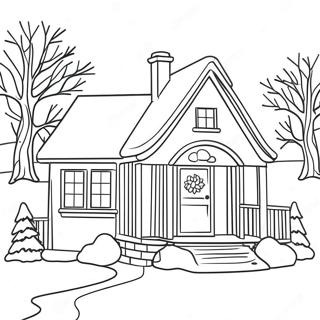 Winterhaus Szene Ausmalbild | Winterhaus Ausmalbild