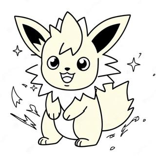 Niedlicher Jolteon mit funkensprühender Elektrizität Ausmalbild | Jolteon Ausmalbild