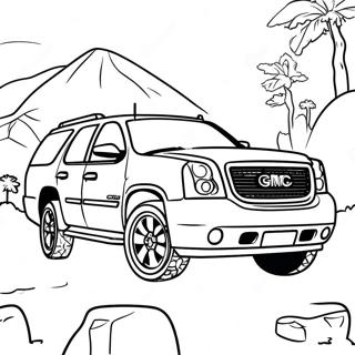 GMC Yukon Off-Road Abenteuer Ausmalbild | GMC Yukon Ausmalbild