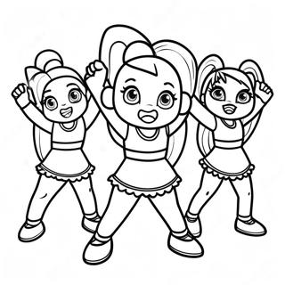 LOL Cheerleader Gruppenaufführung Ausmalbild | LOL Cheerleader Ausmalbild