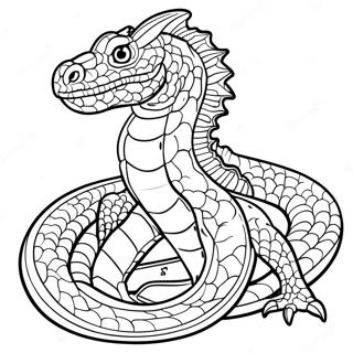 Furchterregender Basilisk in der Kammer Ausmalbild | Harry Potter Basilisk Ausmalbild