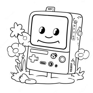 Fröhlicher BMO mit Freunden Ausmalbild | BMO Ausmalbild