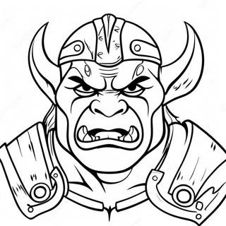 Bunter Orc Krieger Ausmalbild | Welt von Warcraft Ausmalbild