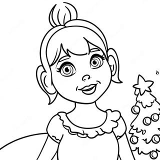 Cindy Lou mit Weihnachtsbaum Ausmalbild | Cindy Lou Ausmalbild