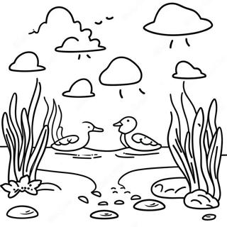 Feuchtgebiets-Naturansicht Ausmalbild | Feuchtgebiete Ausmalbild