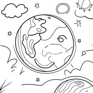 Bunte Planet Malvorlage | Cosmo Ausmalbild