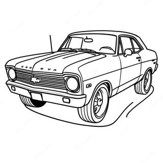 Chevy Nova Oldtimer Malvorlage | Chevy Nova Ausmalbild