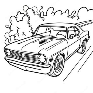 Chevy Nova Rennaktion Malvorlage | Chevy Nova Ausmalbild