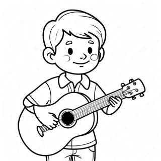 Junge mit Ukulele Malvorlage | JungeMitUke Ausmalbild