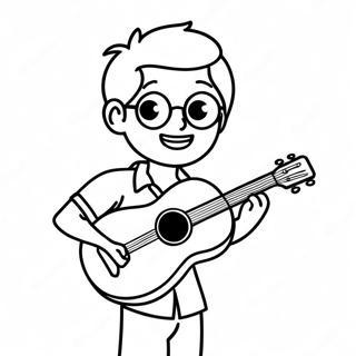 Cooler Junge mit Ukulele Ausmalbild | JungeMitUke Ausmalbild