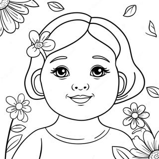 Niedliche Ava mit Blumen Ausmalbild | Ava Ausmalbild