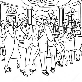 Gatsbys prunkvolle Party Ausmalbild | Der große Gatsby Ausmalbild