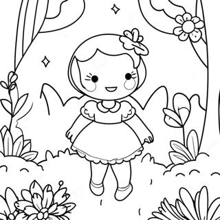 Verspielt Fairycore Garten Ausmalbild | Feenstil Ausmalbild