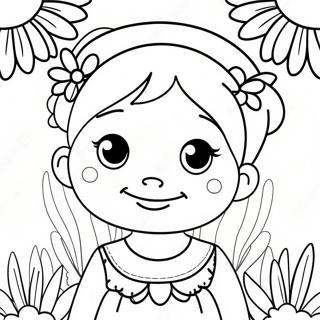Niedliche Anya mit Blumen Ausmalbild | Anya Ausmalbild