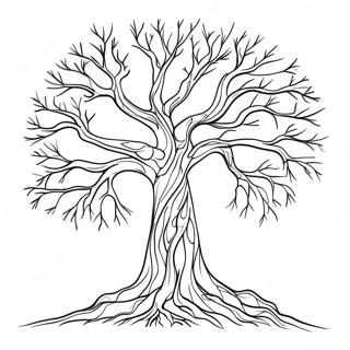 Kahlbaum mit verdrehten Ästen Ausmalbild | Kahlbaum Ausmalbild