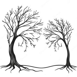 Silhouette eines kahlen Baumes Ausmalbild | Kahlbaum Ausmalbild