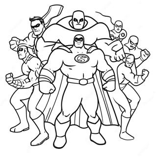 Superhelden-Team im Kampf Ausmalbild | Action-Helden Ausmalbild