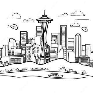 Ausmalbild von Seattle Skyline | Seattle Ausmalbild