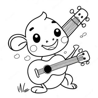 Süße Cartoon-Ukulele Ausmalbild | Ukulele Ausmalbild