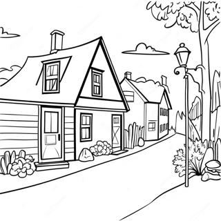 Charmantes Dorf in Vermont Ausmalbild | Vermont Ausmalbild