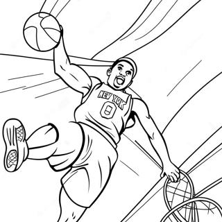 Ausmalbild von einem Spieler der New York Knicks beim Dunking | Knicks Ausmalbild