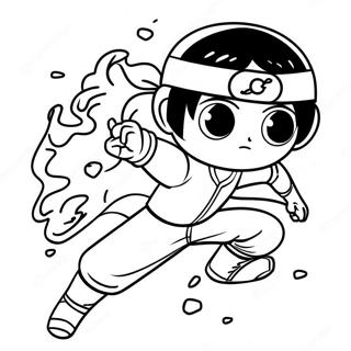 Ausmalbild von Rock Lee mit Ninja-Stirnband | Rock Lee Ausmalbild
