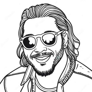 Post Malone mit Sonnenbrille Ausmalbild | Post Malone Ausmalbild