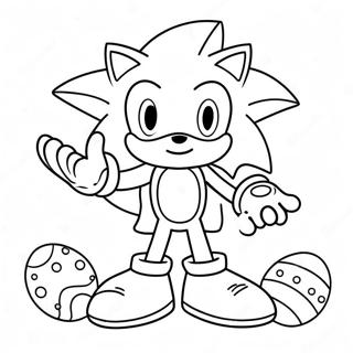 Sonic mit Ostereiern Ausmalbild | Sonic Ostern Ausmalbild