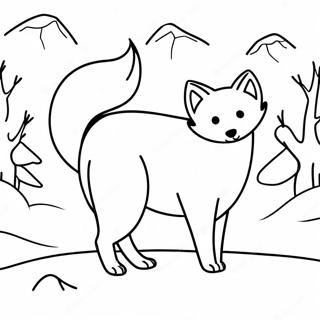 Arktischer Fuchs im Schnee Ausmalbild | Tundra Ausmalbild