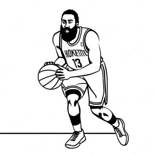 James Harden dribbelt Basketball Ausmalbild | James Harden Ausmalbild