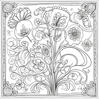 Jugendstil Blumenmuster Ausmalbild | Jugendstil Ausmalbild