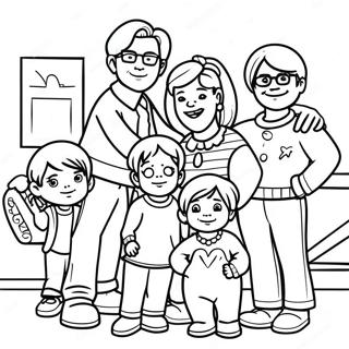 Ausmalbild der Familie aus Full House | Voll Haus Ausmalbild