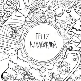 Ausmalbild Feliz Navidad | Frohe Weihnachten Ausmalbild