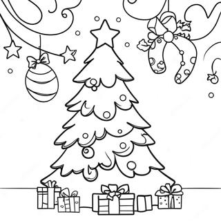 Ausmalbild eines fröhlichen Weihnachtsbaums | Frohe Weihnachten Ausmalbild