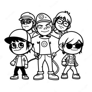 Ausmalbild der Bandmitglieder von Gorillaz | Gorillaz Ausmalbild