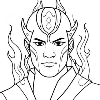 Zuko mit blauen Flammen Ausmalbild | Zuko Ausmalbild
